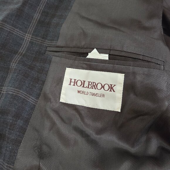 VTG Tweed Jacket XL Brown Beige Windowpane Check 100% Wool Blazer Sport Coat 50R - Picture 9 of 15